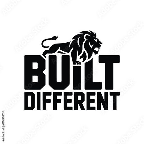 A motivational logo with a lion and the phrase Built Different