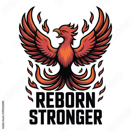 A powerful phoenix rising from the ashes, reborn stronger and more resilient