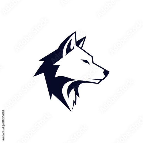 Minimalist Wolf Head Logo Icon, Fierce Animal Silhouette, Vector Art