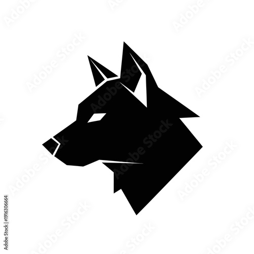 Geometric Wolf Head Silhouette, Minimalist Logo Design, Abstract Animal Icon