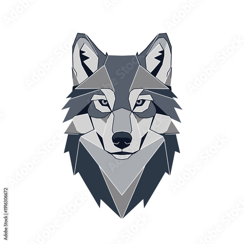 Geometric Wolf Head Logo Icon - Modern Polygonal Animal Art