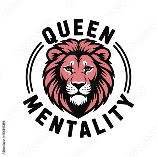 A lion's head logo with the words Queen Mentality