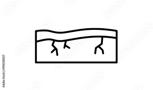 Bedrock layer line icon vector geology ground cross section isolated on transparent background
