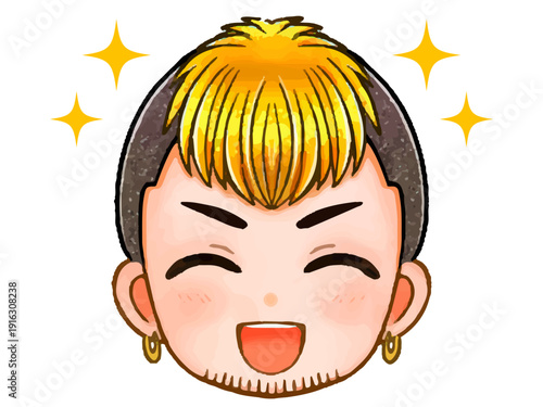 オラオラ系男子のちびキャラ顔アイコンイラスト素材2