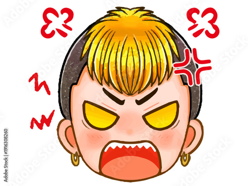 オラオラ系男子のちびキャラ顔アイコンイラスト素材5