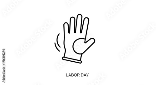 Labor Day Icon: Waving Hand Wearing Glove - Symbol of Work and Holiday Celebration