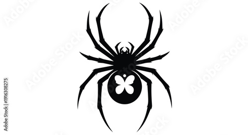Black widow spider with distinctive white butterfly shape