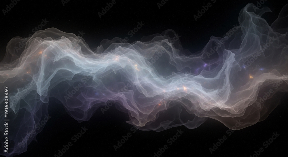 Obraz premium Abstract Smoke Waves with Soft Lighting on Black Background, Ethereal Atmosphere