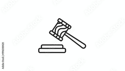 Lawyer Gavel Icon, Justice Symbol, Legal Auction Hammer, Courtroom Decision