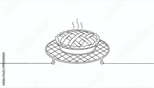 Hot Apple Pie Cooling on Rack, Delicious Homemade Dessert, Bakery Food