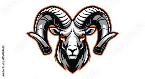 Powerful Aggressive Ram Head Mascot Logo Design with Striking Horns and Fierce Expression