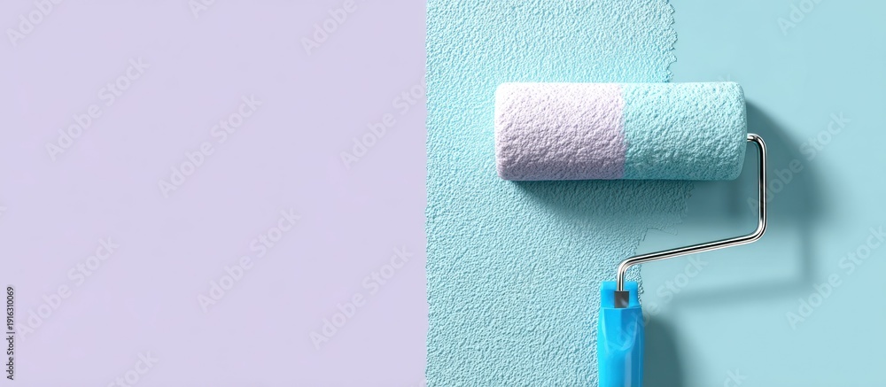 Obraz premium Painting a wall with a roller.