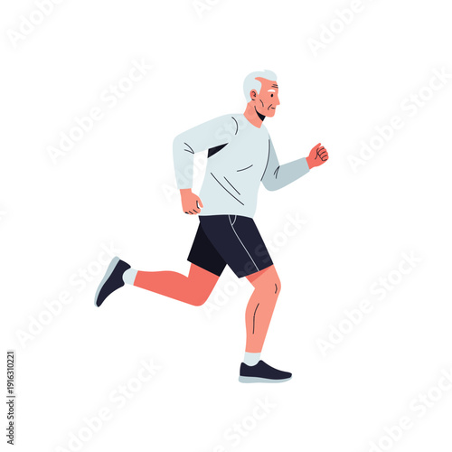 Active senior man running outdoors, healthy lifestyle, fitness and exercise concept