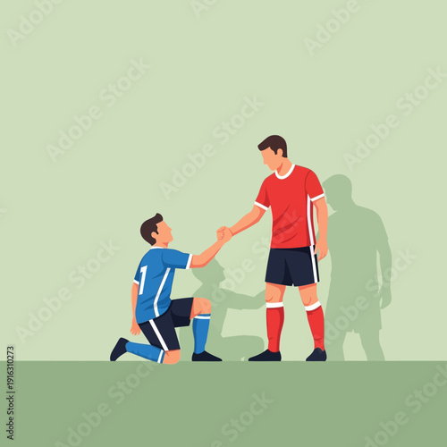 Soccer players handshake, sportsmanship, teamwork, support, victory, defeat, respect, competition