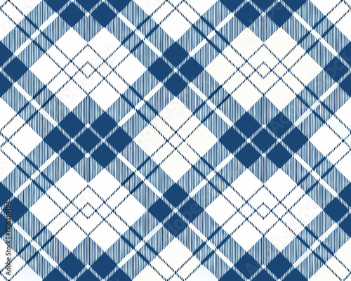 Seamless pattern of intersecting navy and white lines resembling plaid