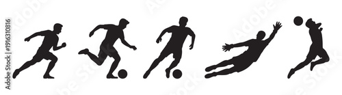 soccer player silhouette set