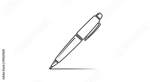 Hand-drawn sketch of a ballpoint pen writing on a white background