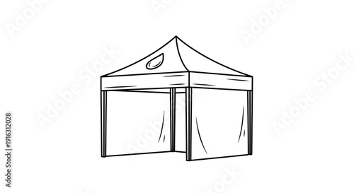 Hand Drawn Line Art Illustration of a Pop-Up Gazebo Tent