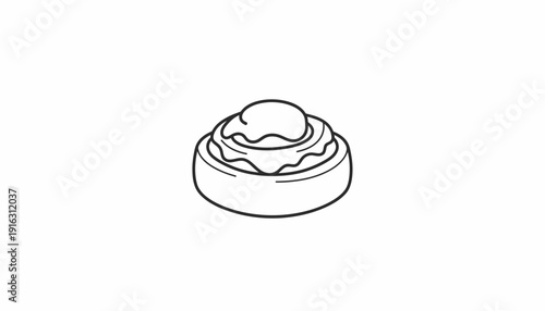 Hand Drawn Line Art of a Delicious Cinnamon Roll with Icing