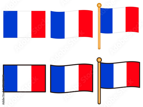 シンプルなフランスの国旗のイラスト素材セット
