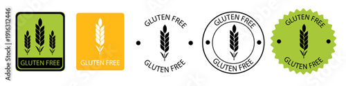 Gluten free label for packaging. No gluten icon. Food free. Vector illustration