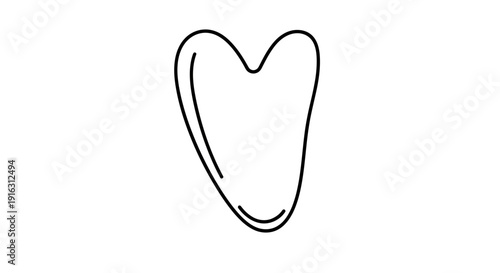 Gua Sha Stone Heart Shape Line Art Icon for Skincare and Beauty