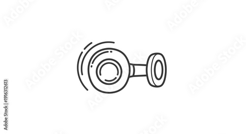 Hand drawn doodle of a smart speaker with sound waves, isolated on white background.