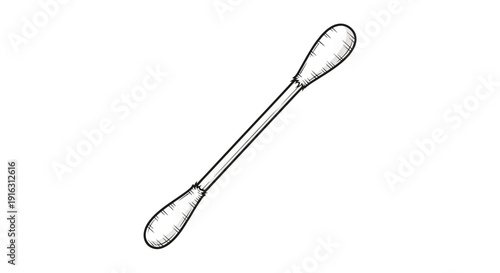 Hand Drawn Cotton Swab Sketch Isolated on White Background