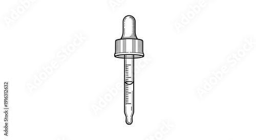 Hand Drawn Dropper Pipette with Liquid Drop, Science and Medicine Tool