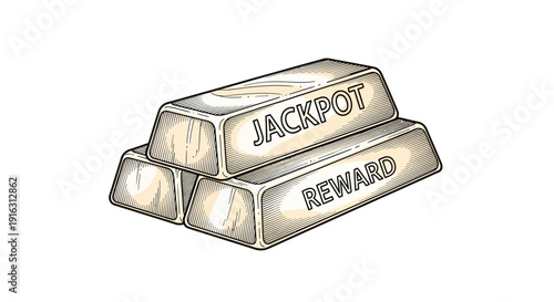 Gold bars labeled Jackpot and Reward, symbolizing wealth and success