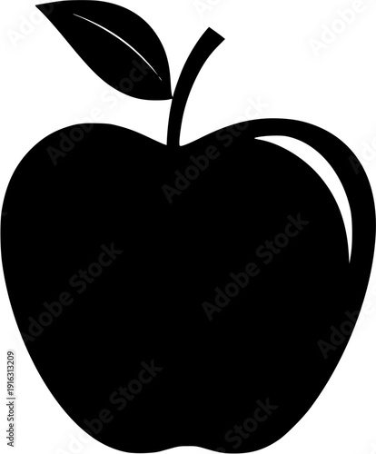 Elegant, Solitary Apple Icon with a Leaf