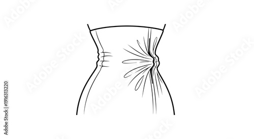 Fashion Design Sketch: Draped Fabric on a Corseted Waistline