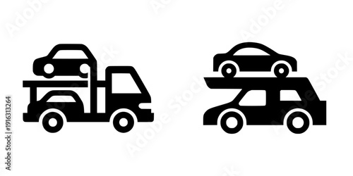 A tow truck with a car on the back