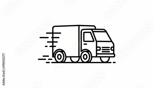 Fast Delivery Truck Icon - Speeding Van for Logistics and Shipping Services