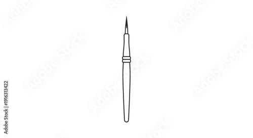 Fine Tip Paint Brush Icon, Line Art Illustration, Artistic Tool for Drawing and Painting