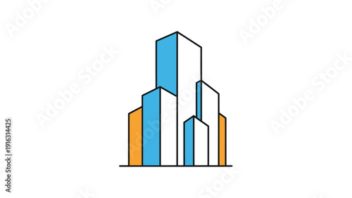 Modern Abstract Skyscraper Building Design Illustration.