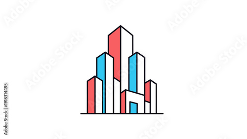 Modern Abstract Skyscraper Building Icon Design.