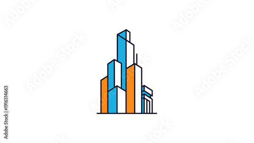 Modern Abstract Skyscraper Buildings Cityscape Illustration.