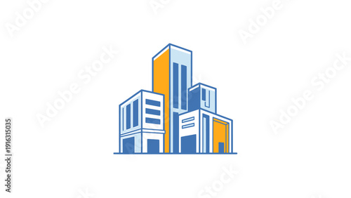 Modern Cityscape Buildings Abstract Architectural Design.