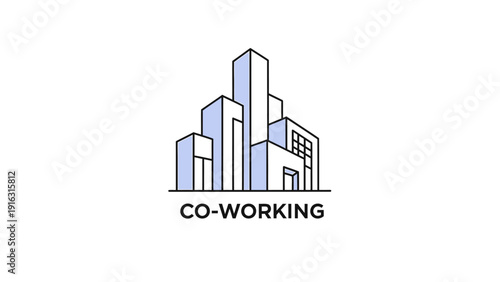 Modern Co-Working Space Building Icon Design.