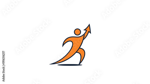 Orange Human Figure with Upward Arrow Symbolizing Growth.
