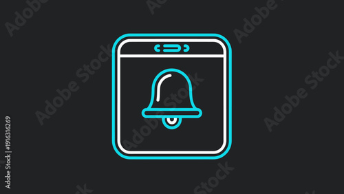 Notification Bell Icon on a Computer Screen Interface.