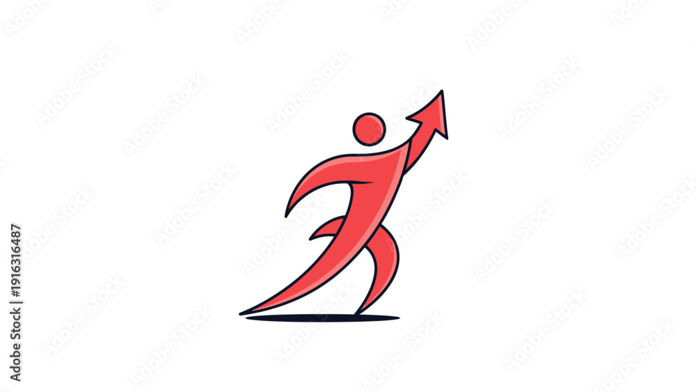 Fototapeta premium Red abstract figure symbolizing growth and success.