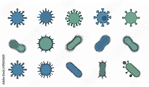 Abstract Bacteria Virus Germ Icons Healthcare Biology Vector EPS 10