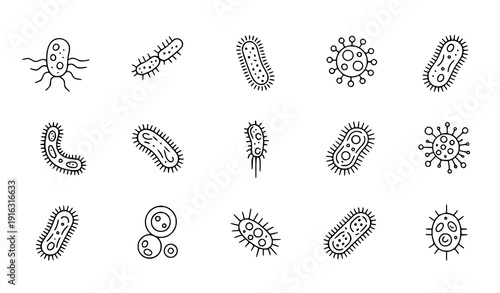 Minimal Abstract Germ and Bacteria Icons Healthcare Vector EPS 10