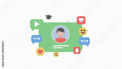 Online Education and Social Media Communication Concept.