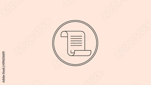 Scroll Document Icon Inside Circle Outline.