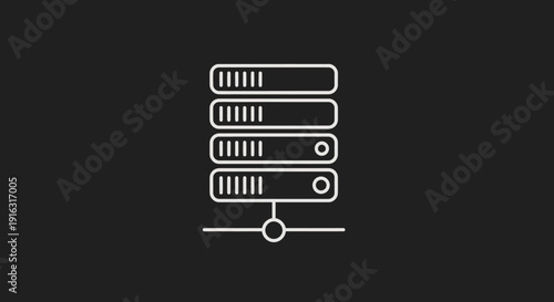 Server Rack Icon Representing Data Storage and Network Infrastructure.