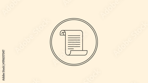 Simple Icon of a Rolled Document or Scroll.