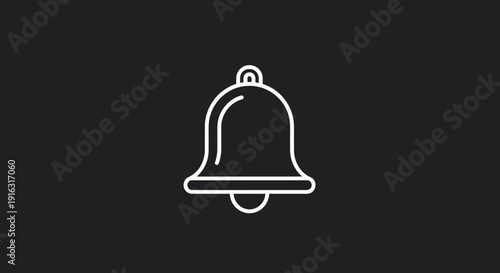 Simple Line Art Bell Icon Notification Symbol.